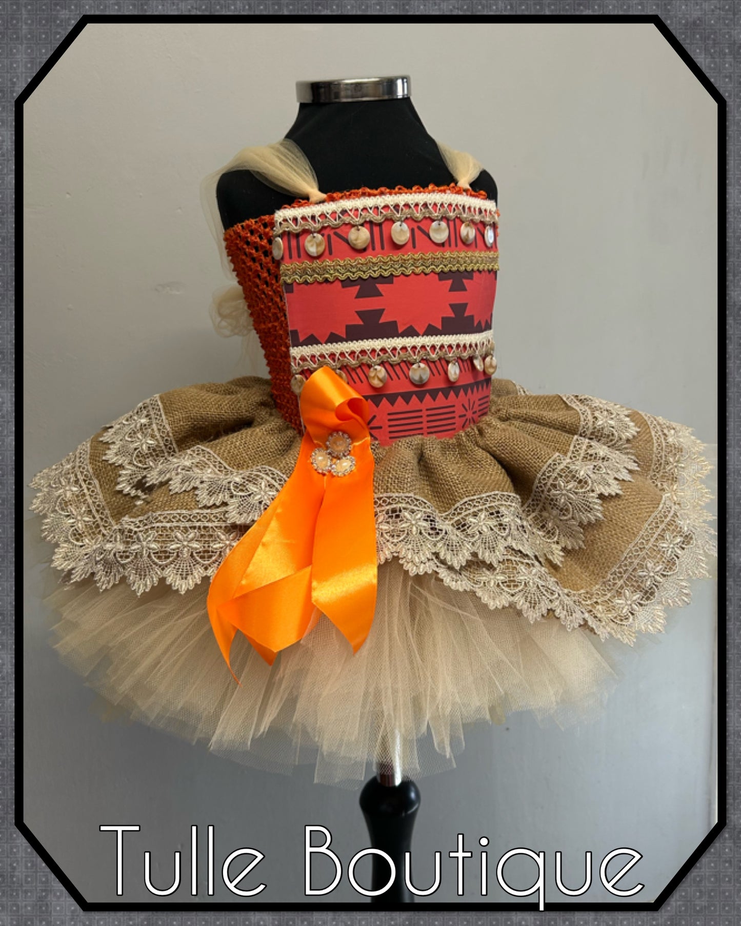 Girls Toddlers Hawaiian princess moana tutu birthday party dress with satin shoulders