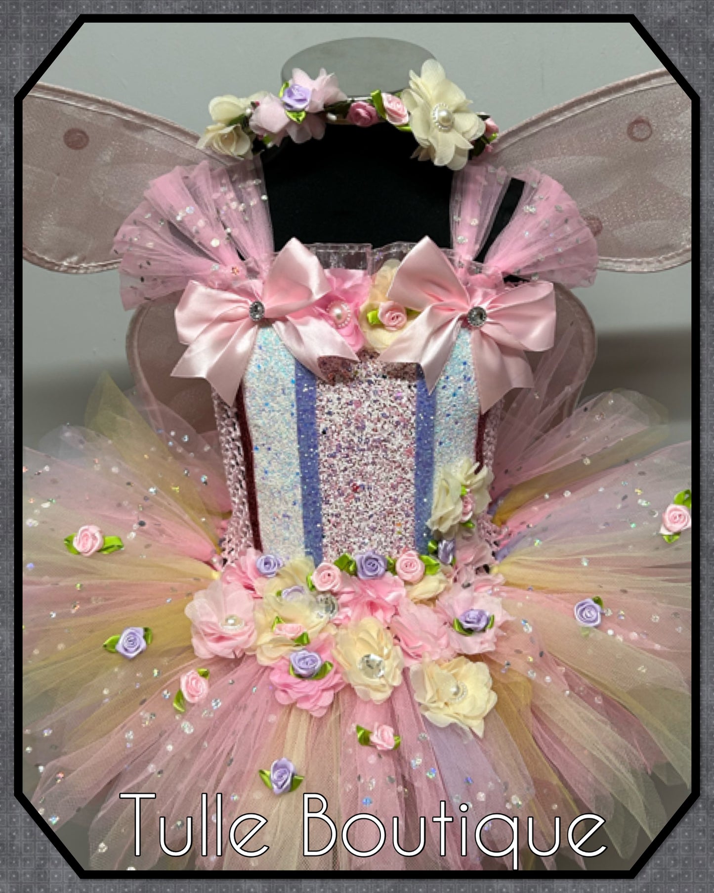 Lena. Girls toddlers Nude pinks flower fairy princess tutu birthday party dress. Fairy first birthday.