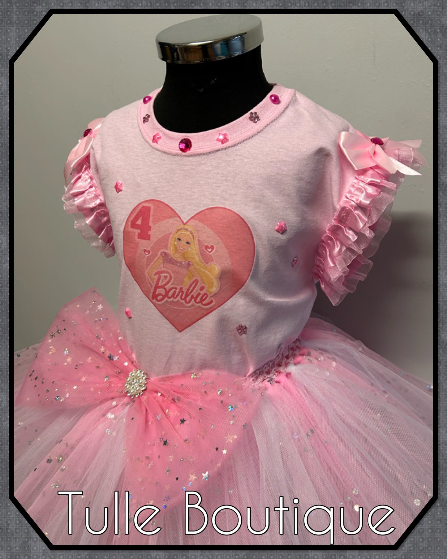 Girls Barbie pink birthday party tutu outfit