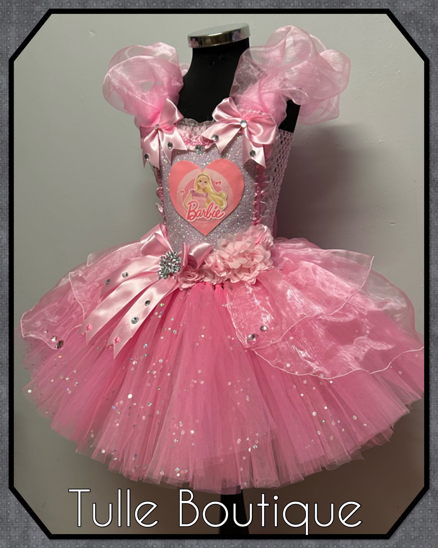 Girls Pink Barbie tutu dress birthday outfit fancy dress costume