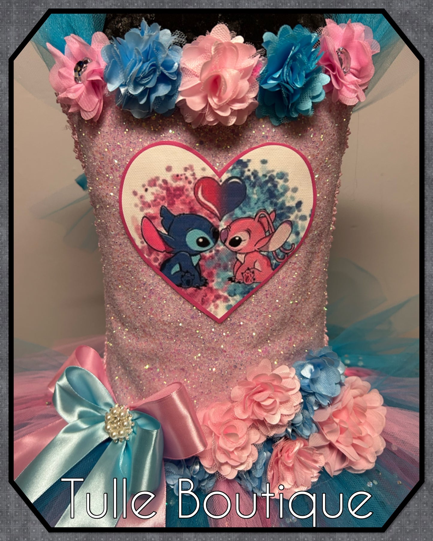 Girls Stitch and Angel themed costume birthday party tutu dress