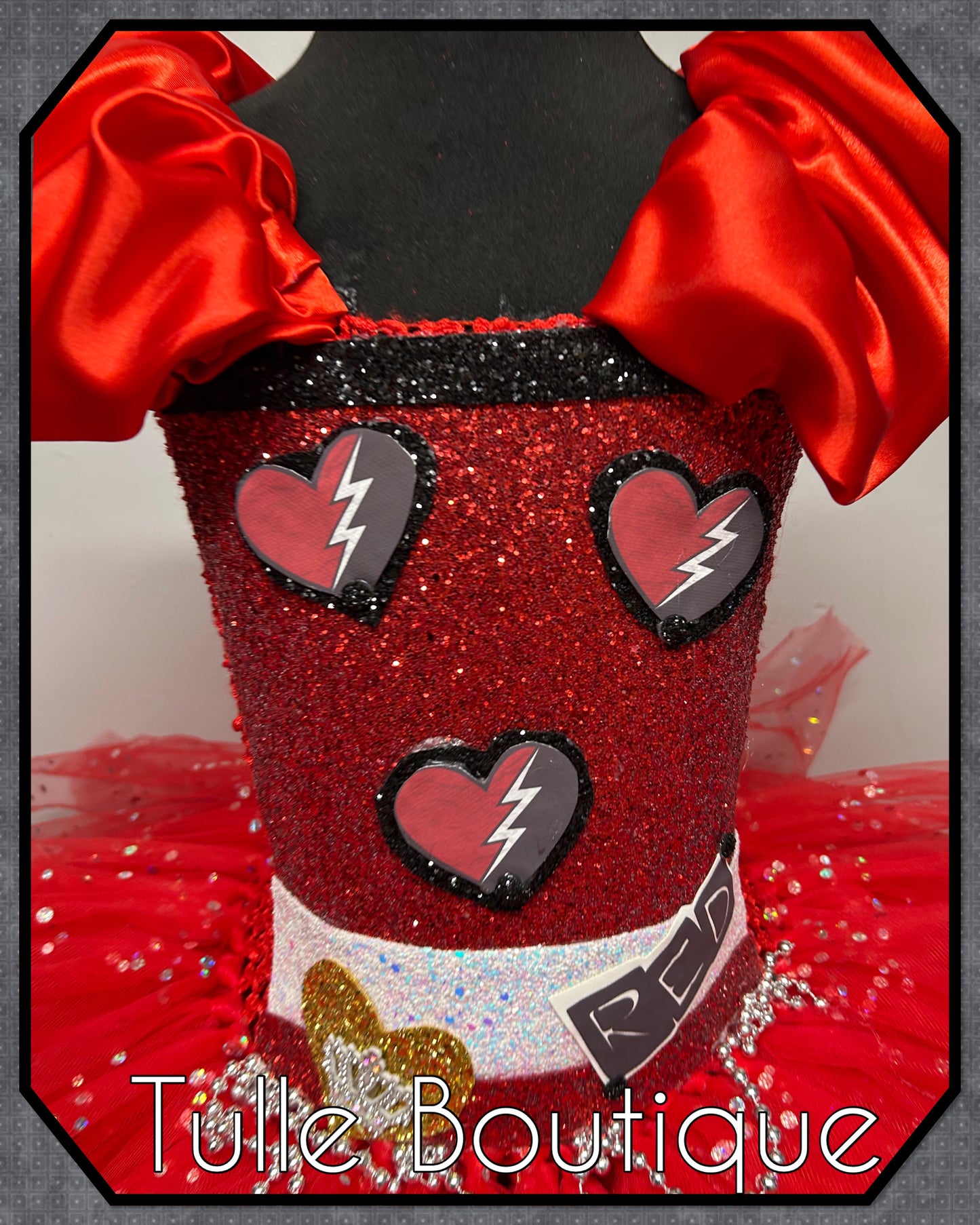 Girls Descendants Red princess tutu birthday Halloween party dress