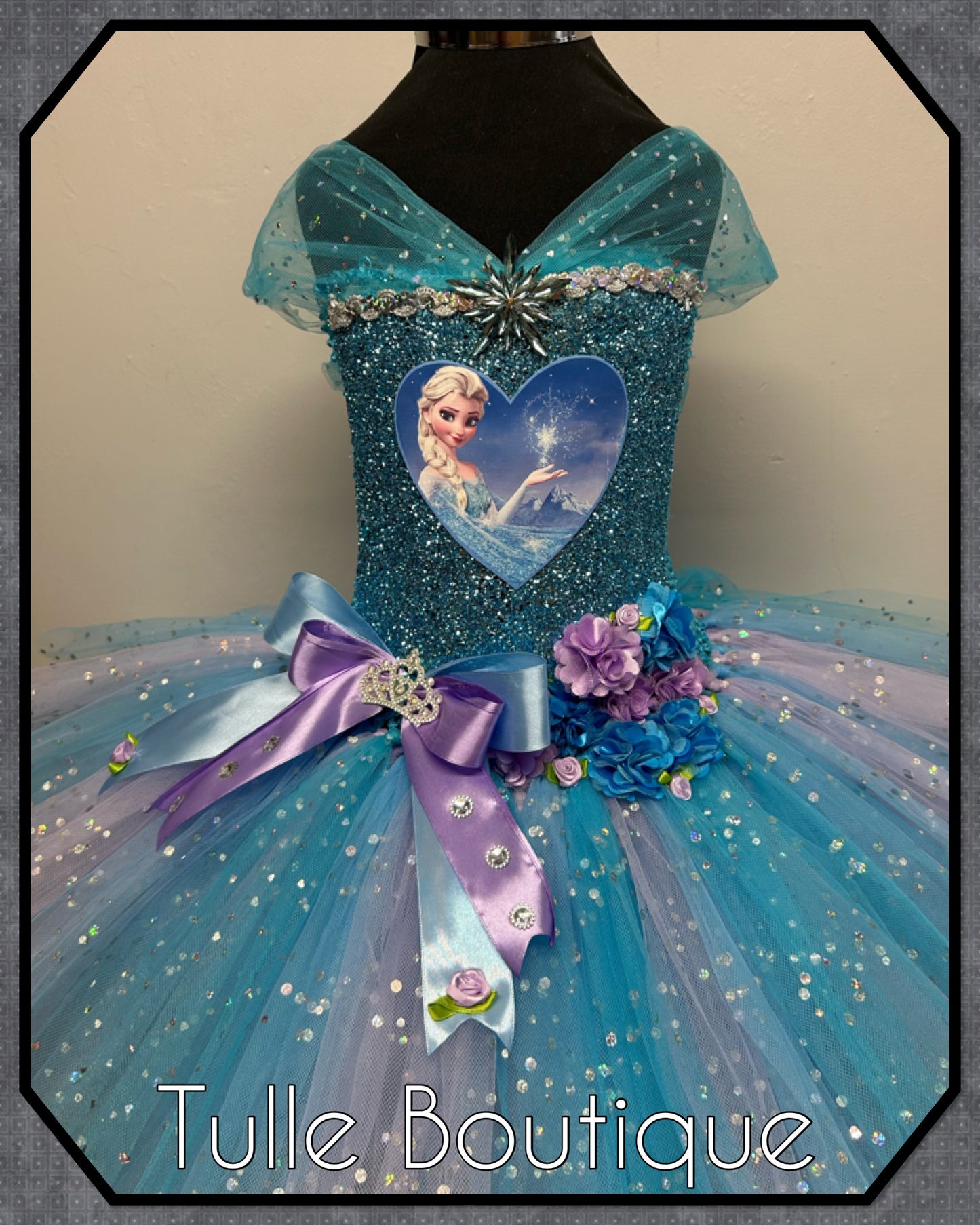 Girls Frozen Elsa princess tutu birthday party dress