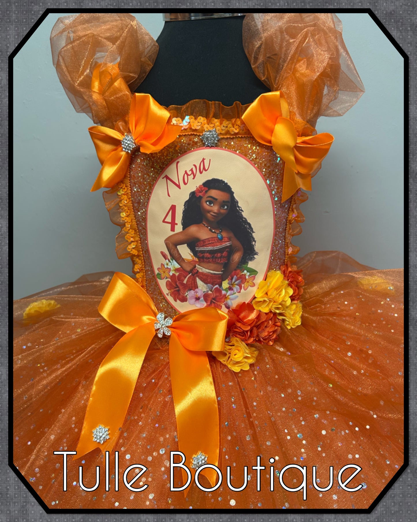 Girls Toddlers Moana Princess organza orange ballgown tutu dress