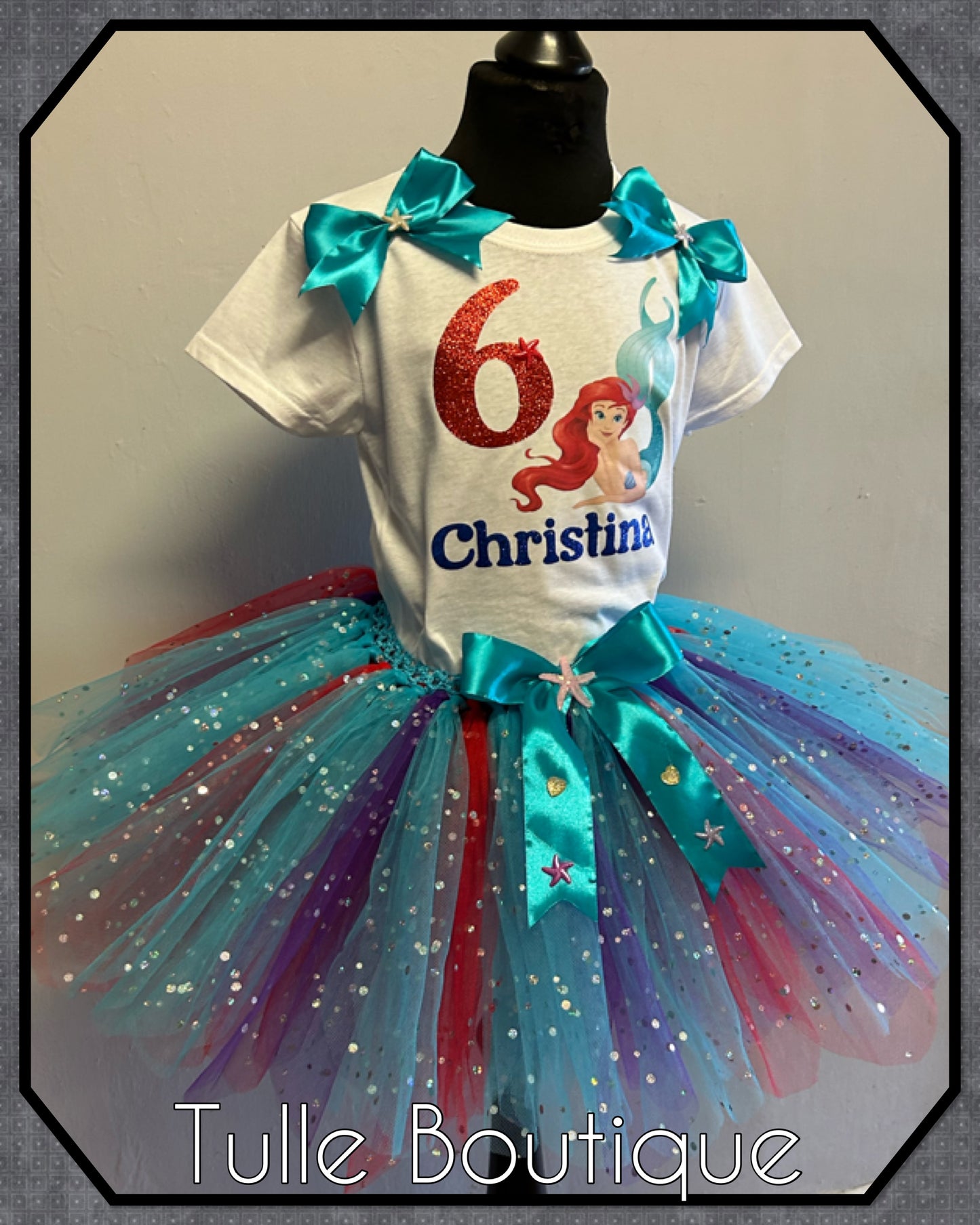 Girls Ariel little mermaid birthday party tutu and T-shirt fancy party outfit
