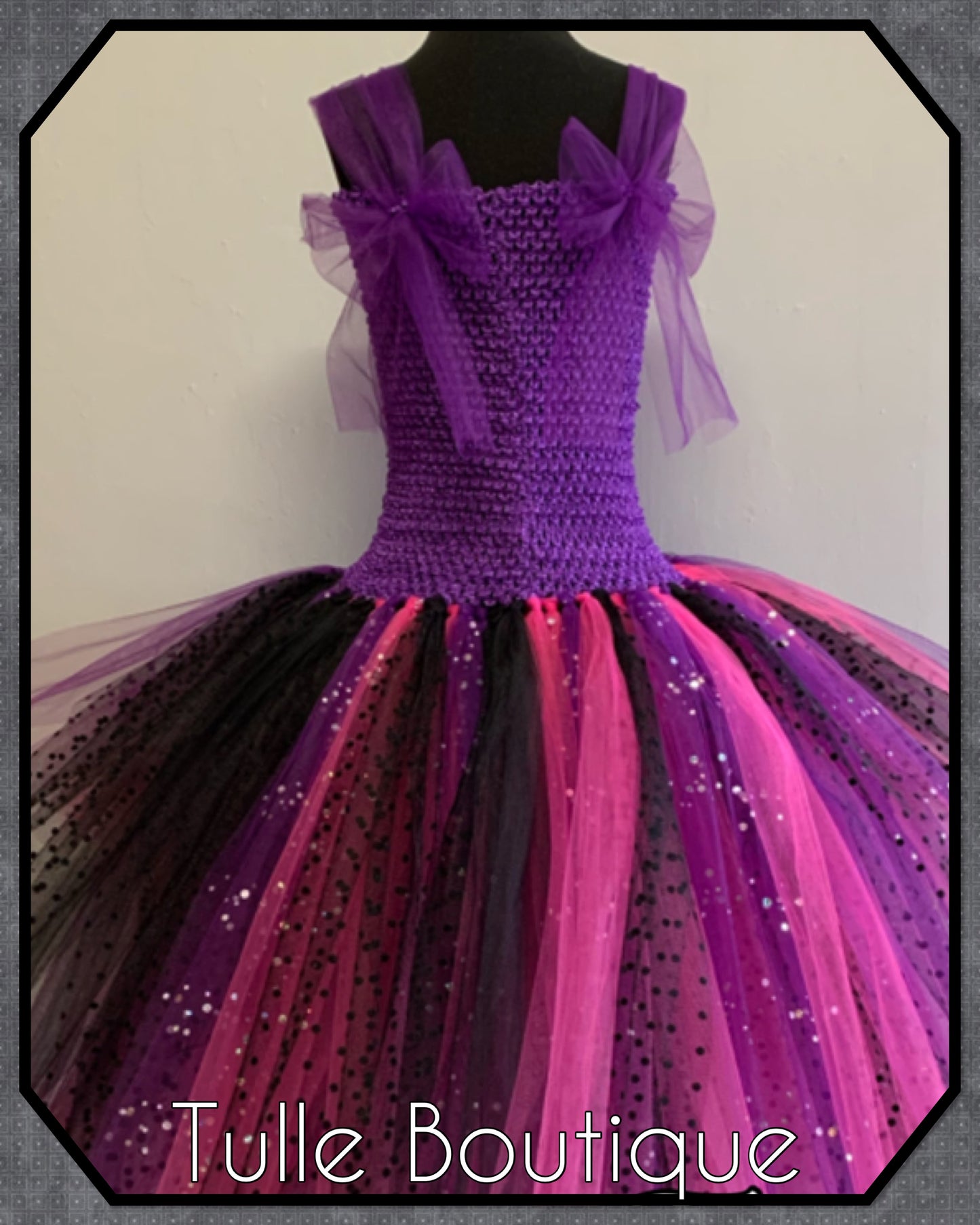 Girls Descendants Mal princess tutu dress birthday Halloween party dress