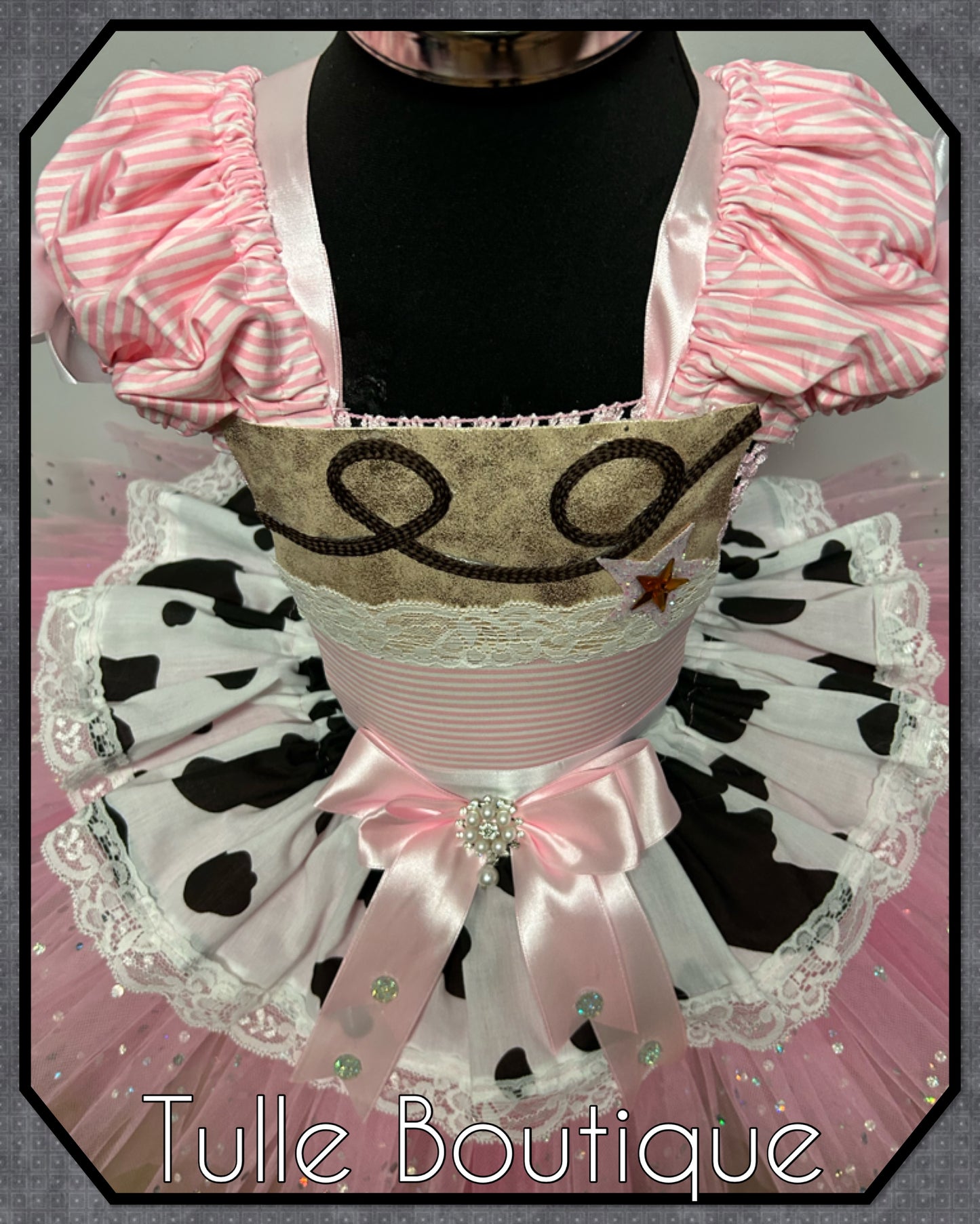 Girls Toddlers Pink Cowgirl rodeo Princess ballgown tutu dress