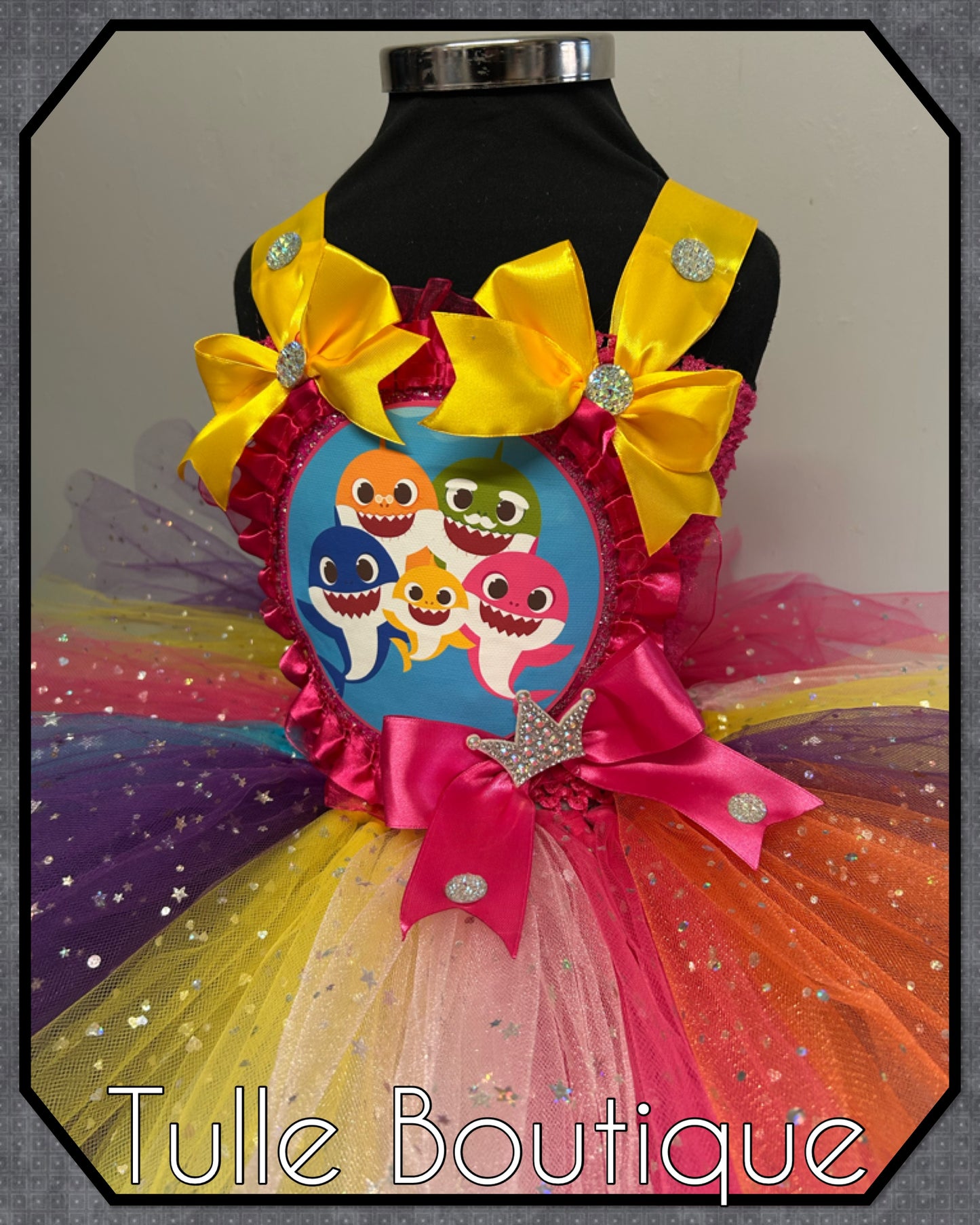 Girls toddlers baby shark rainbow birthday tutu dress