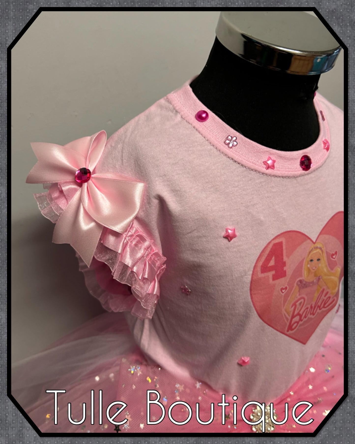 Girls Barbie pink birthday party tutu outfit