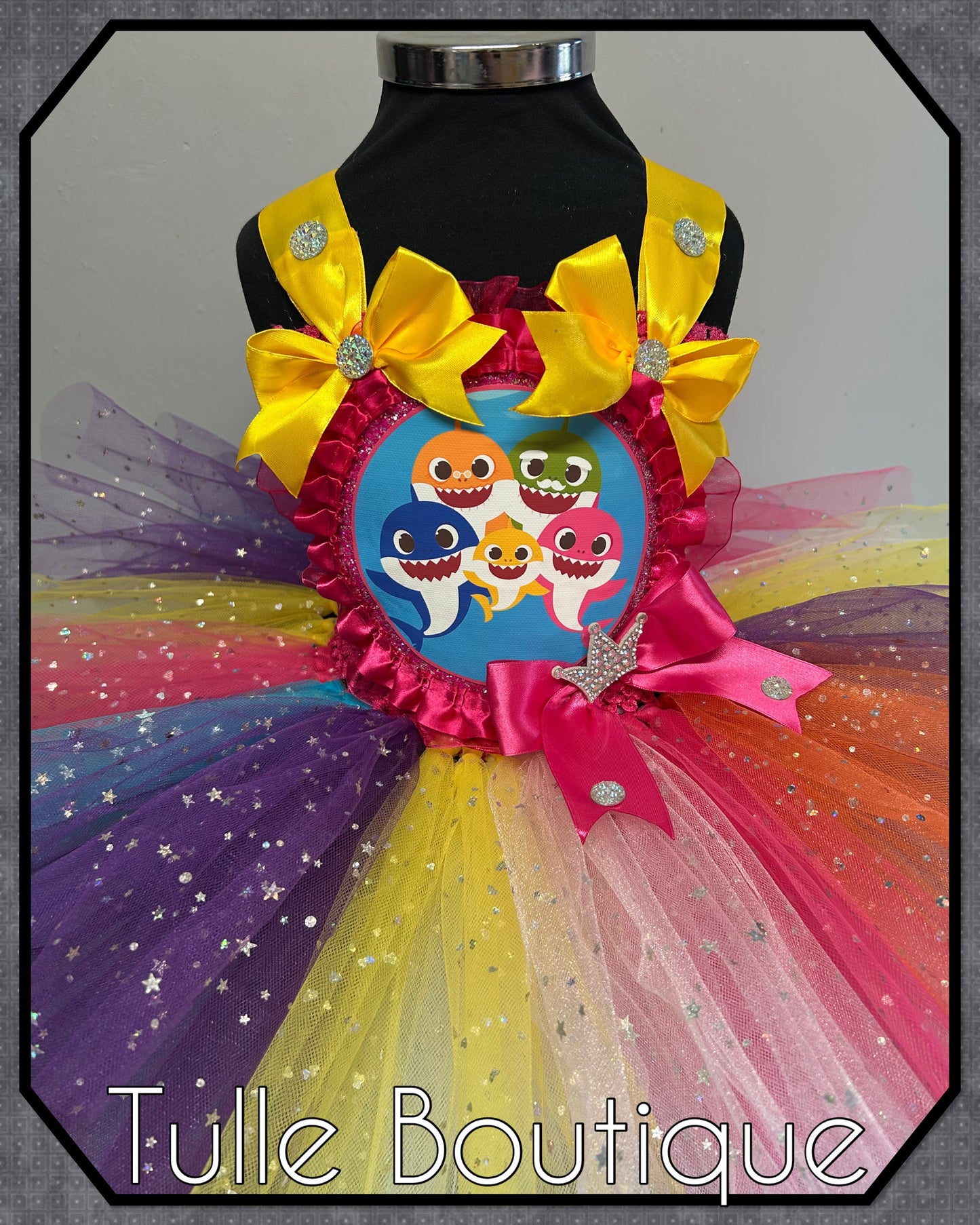 Girls toddlers baby shark rainbow birthday tutu dress