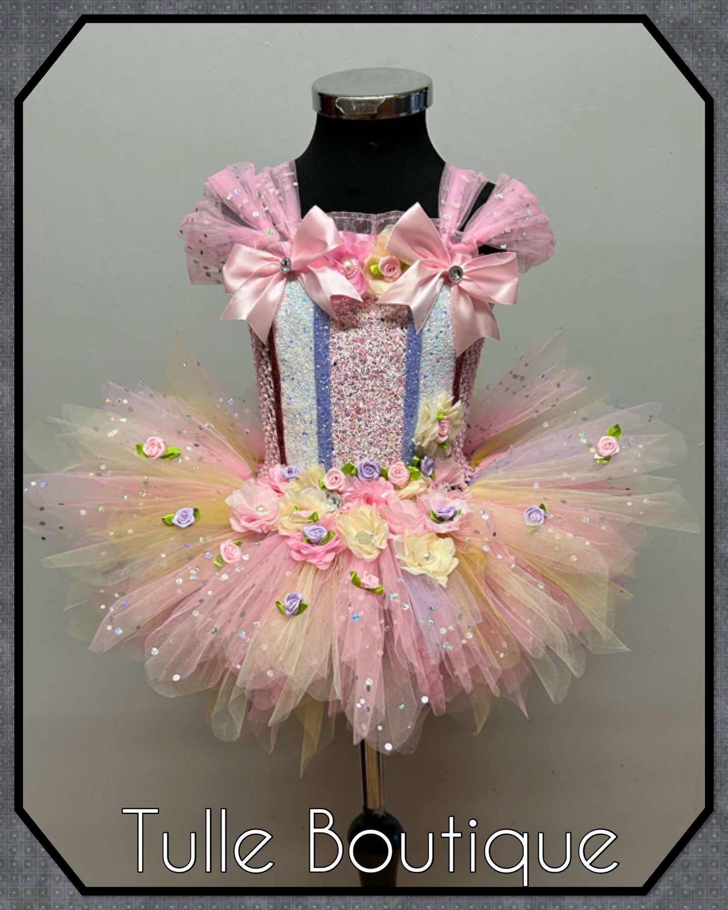 Lena. Girls toddlers Nude pinks flower fairy princess tutu birthday party dress. Fairy first birthday.