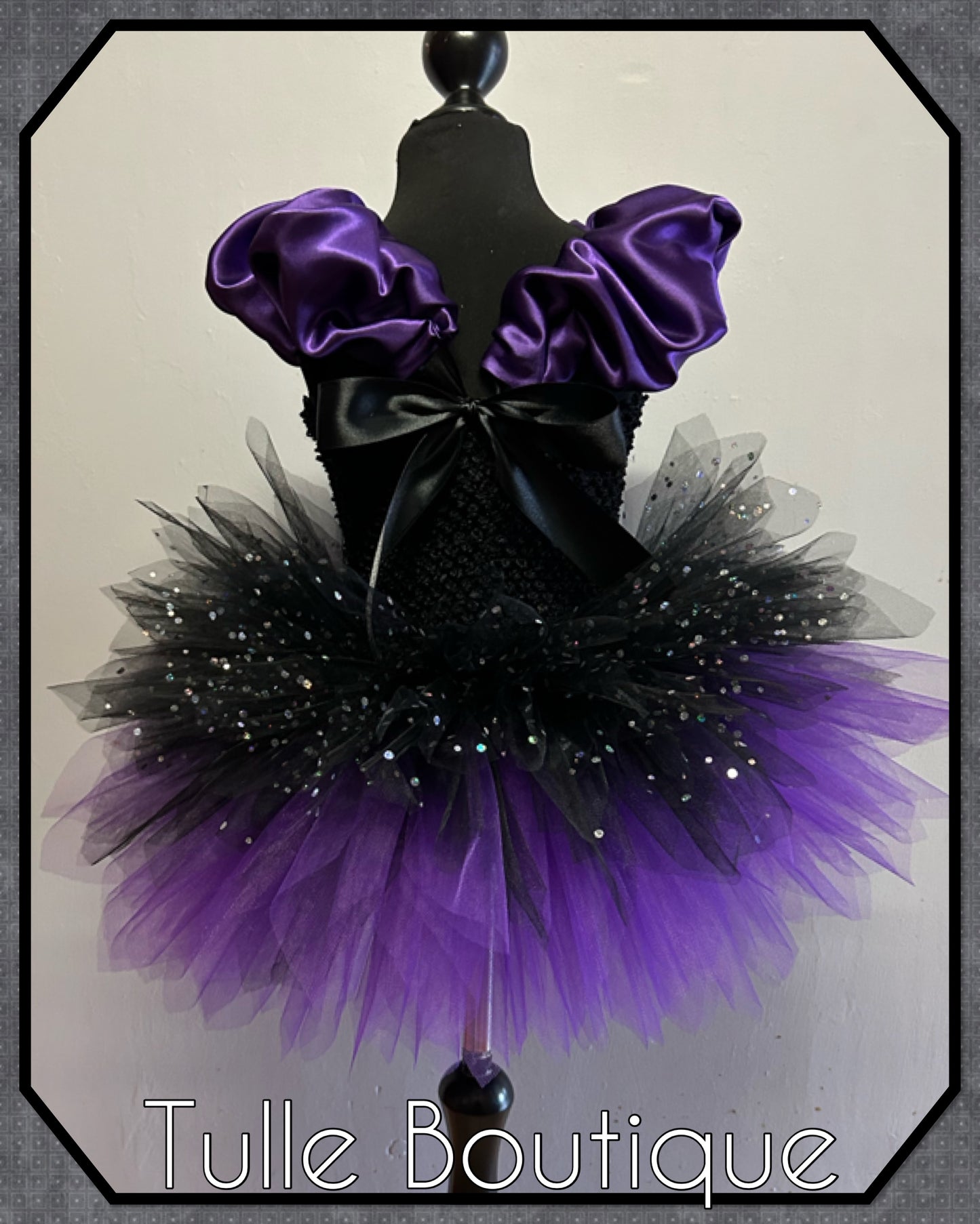 Girls Halloween Witch on a broom tutu dress