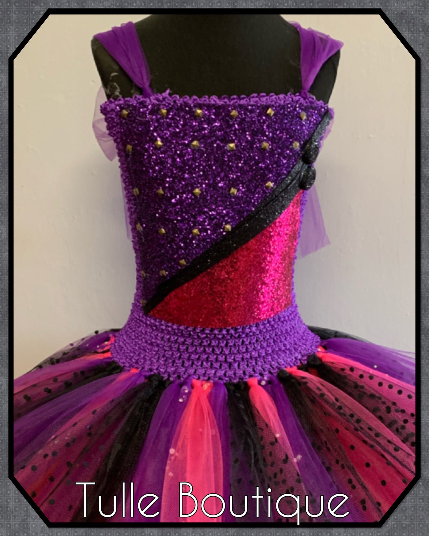 Girls Descendants Mal princess tutu dress birthday Halloween party dress