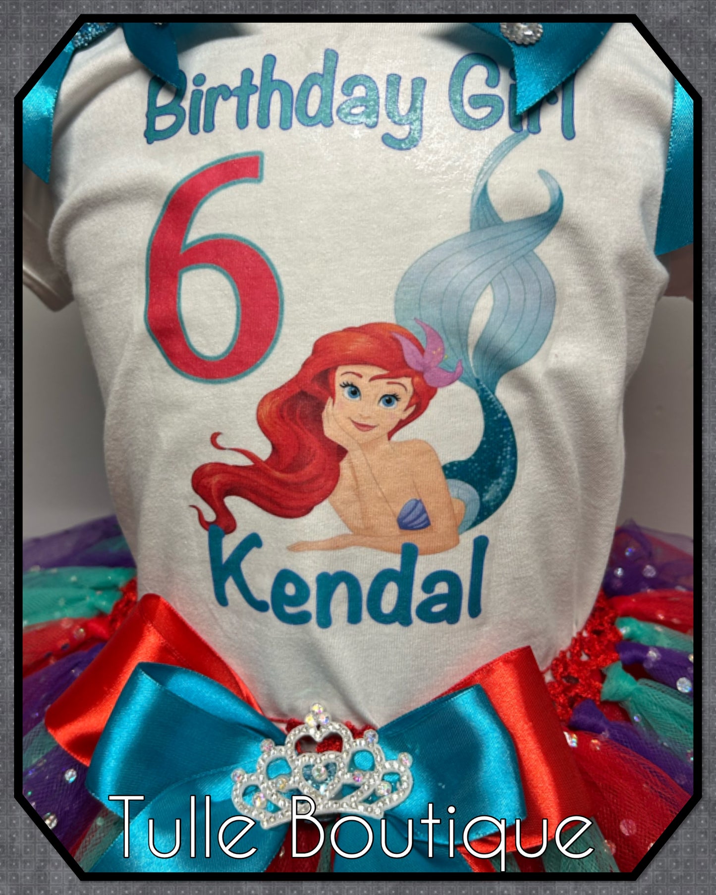 Girls Ariel little mermaid birthday party tutu and T-shirt fancy party outfit