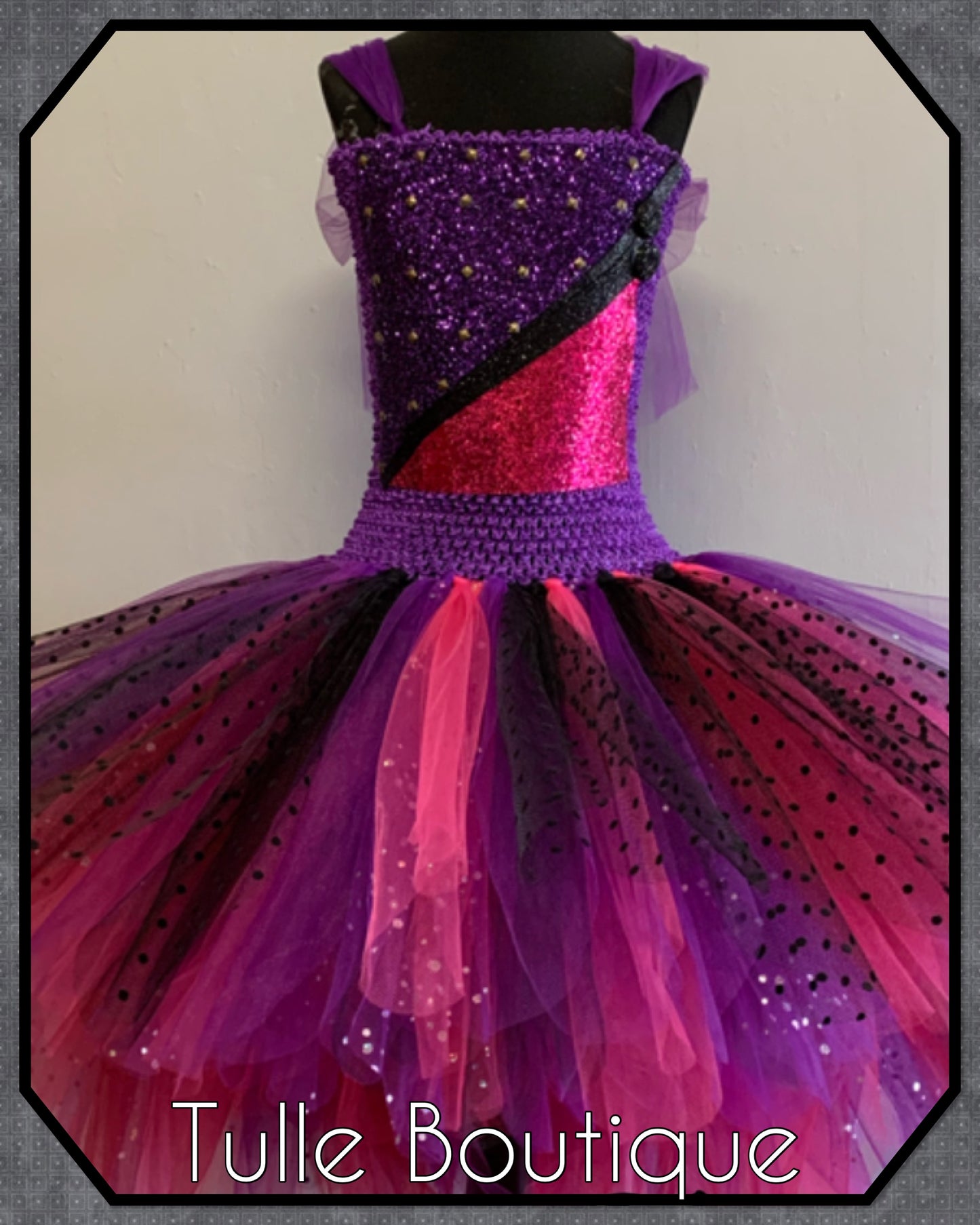 Girls Descendants Mal princess tutu dress birthday Halloween party dress