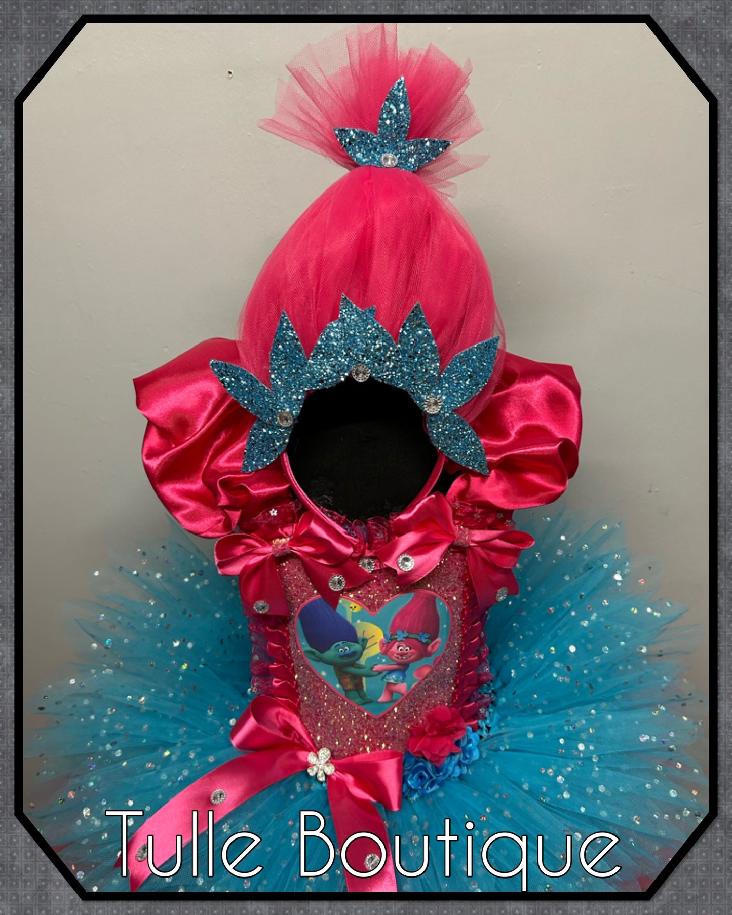 Girls princess poppy trolls birthday ballgown party tutu dress