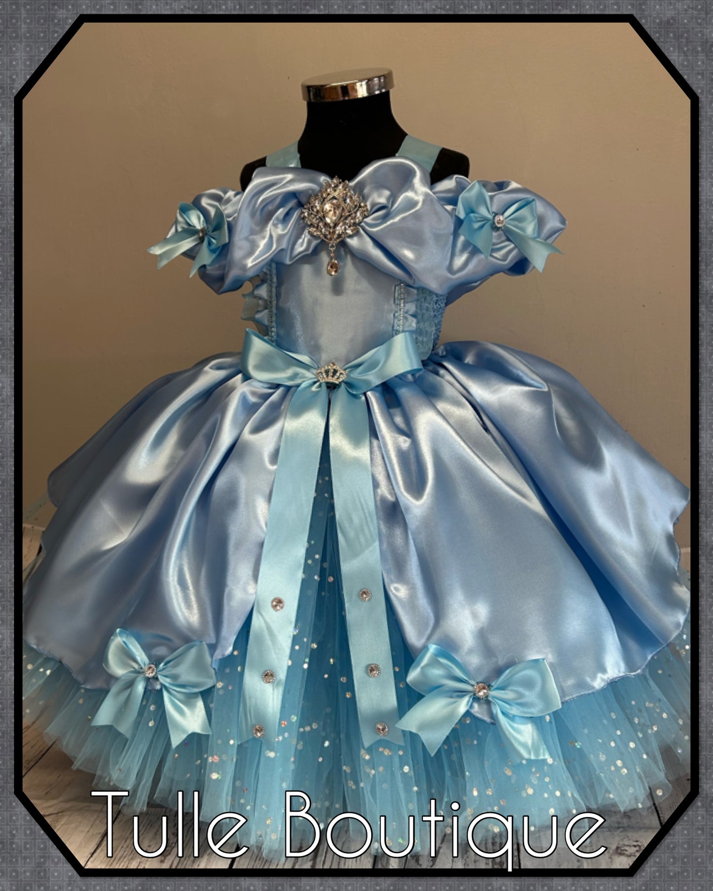 Girls toddlers Princess full length sky blue ballgown tutu dress