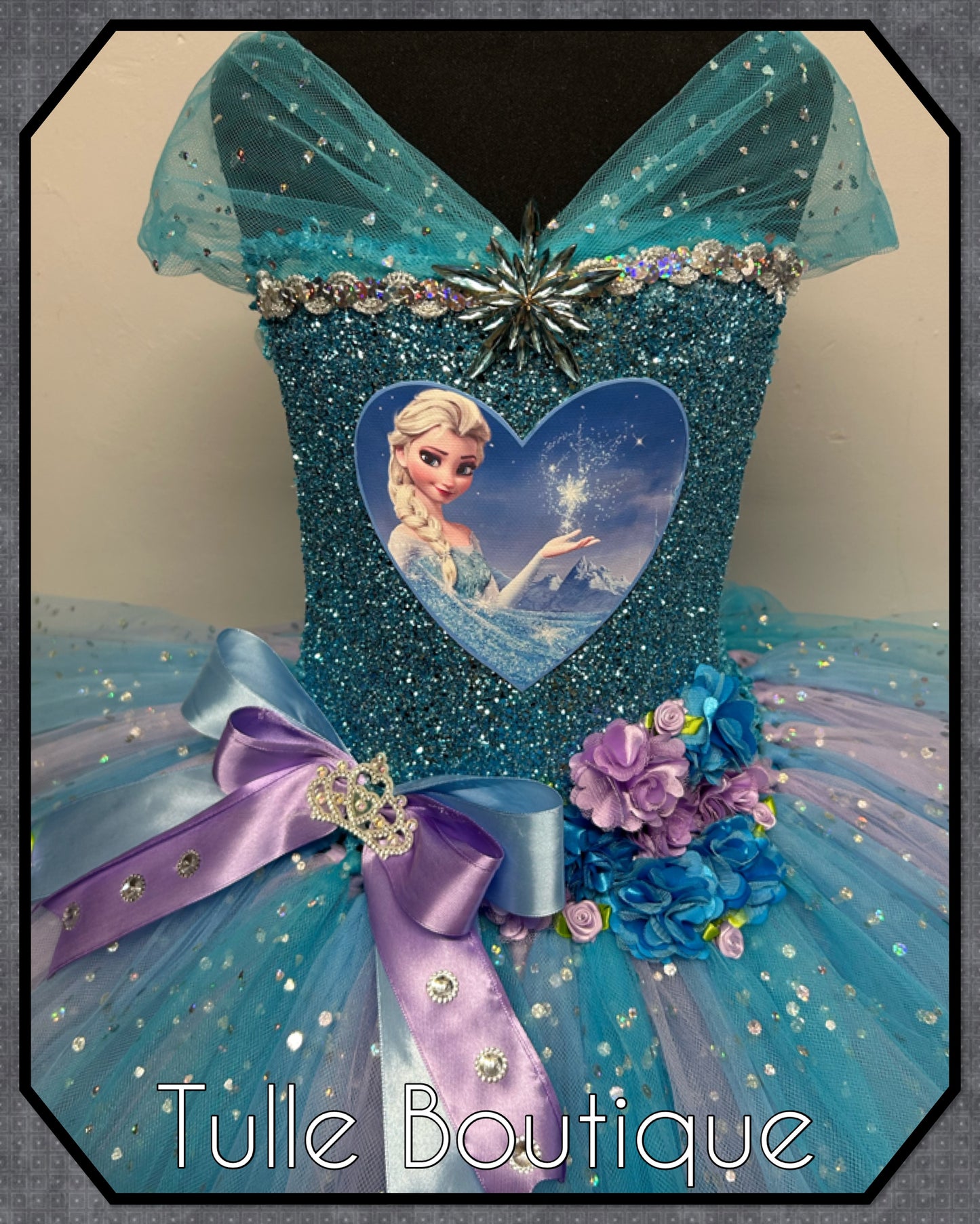 Girls Frozen Elsa princess tutu birthday party dress