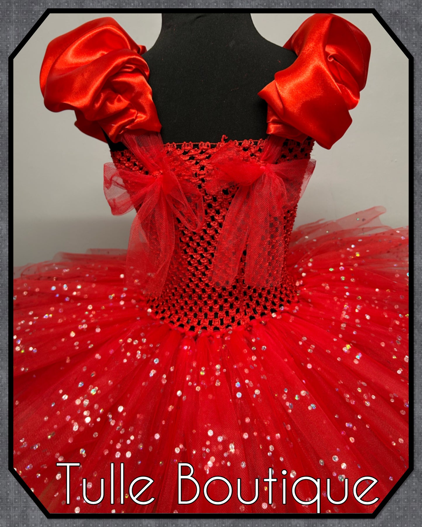 Girls Descendants Red princess tutu birthday Halloween party dress