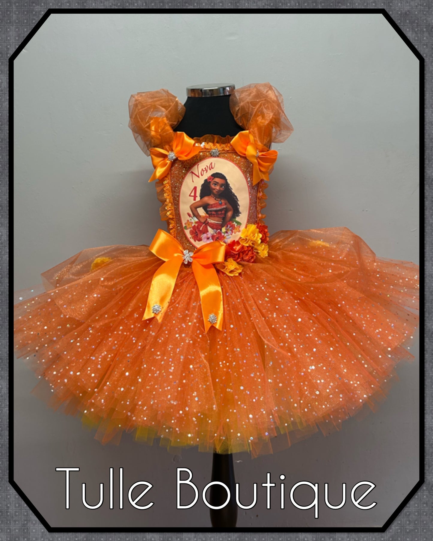 Girls Toddlers Moana Princess organza orange ballgown tutu dress