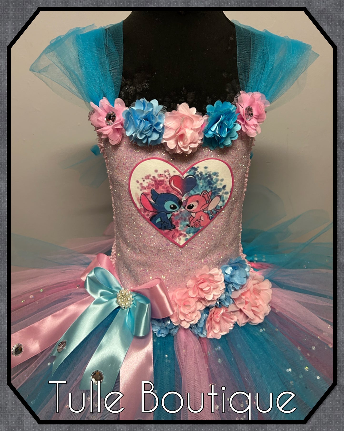 Girls Stitch and Angel themed costume birthday party tutu dress