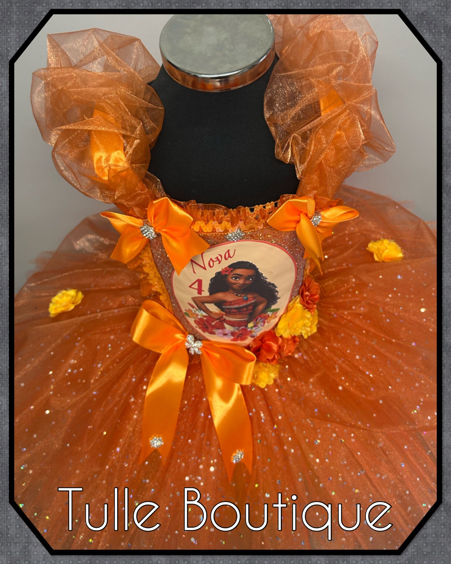 Girls Toddlers Moana Princess organza orange ballgown tutu dress