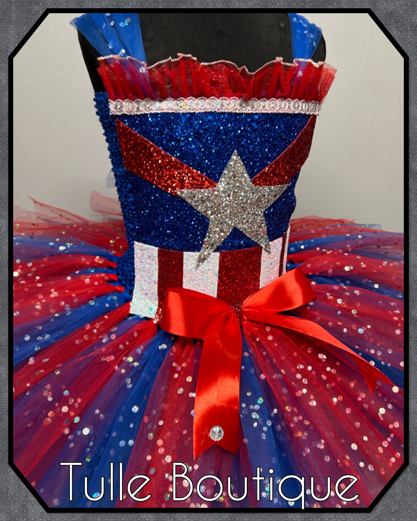 Girls Captain America superhero tutu dress birthday party fancy dress costume