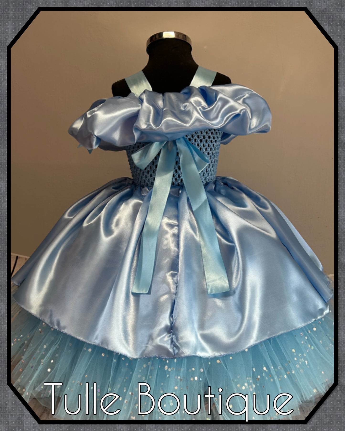 Girls toddlers Princess full length sky blue ballgown tutu dress