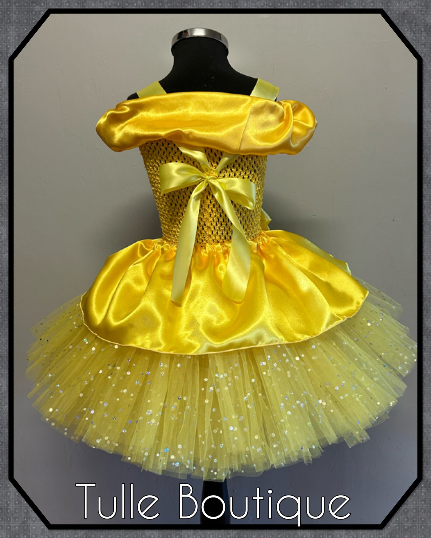 Girls princess Belle yellow ballgown tutu birthday party dress