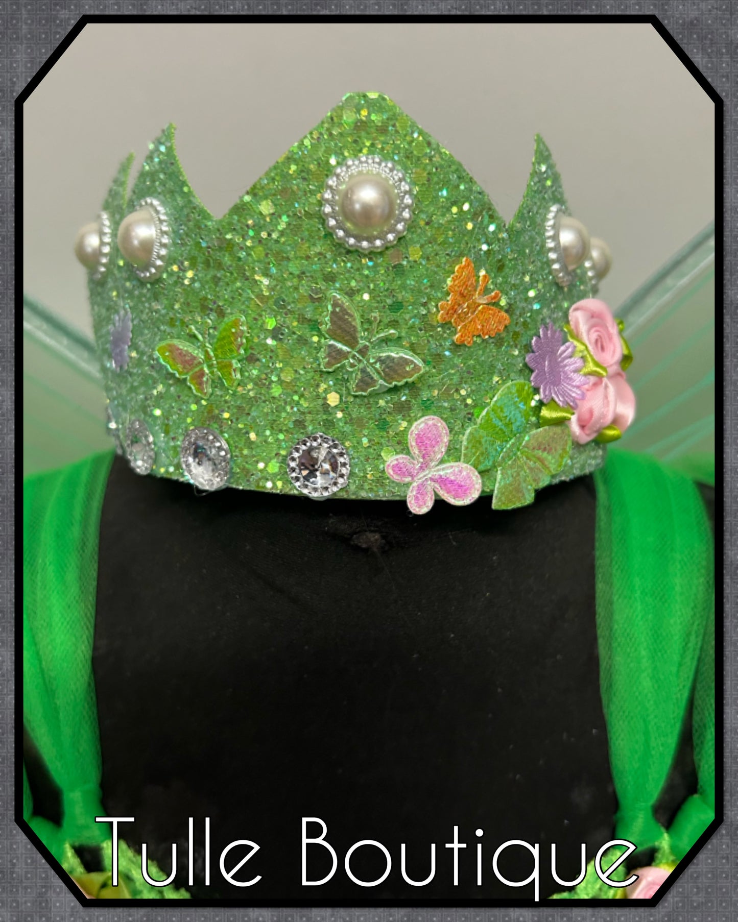 Girls Tinkerbell green fairy princess tutu birthday party dress