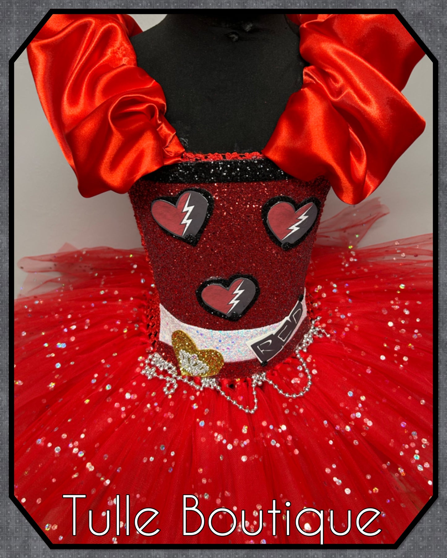 Girls Descendants Red princess tutu birthday Halloween party dress