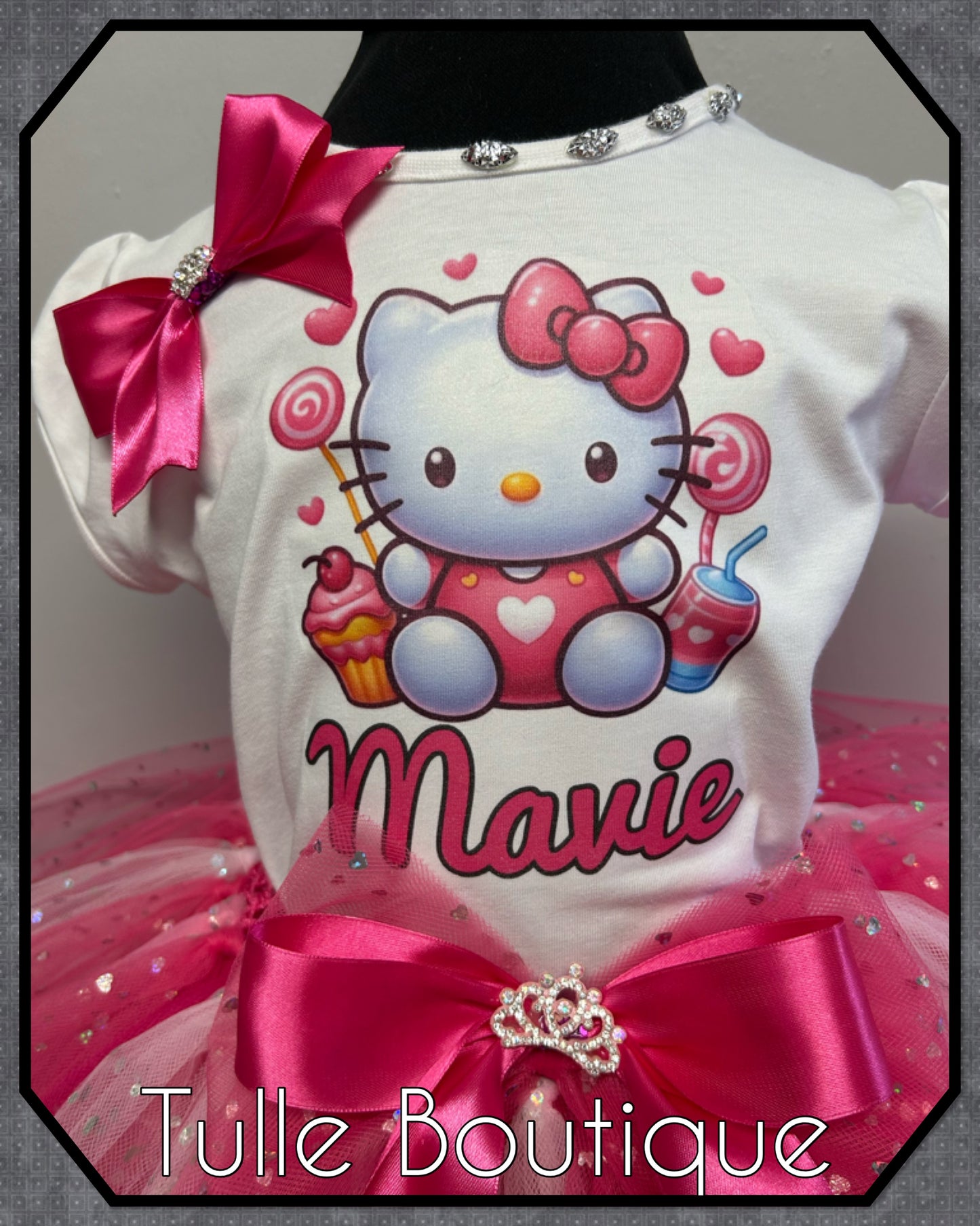 Girls Hello Kitty personalised T-shirt and tutu birthday party outfit dress