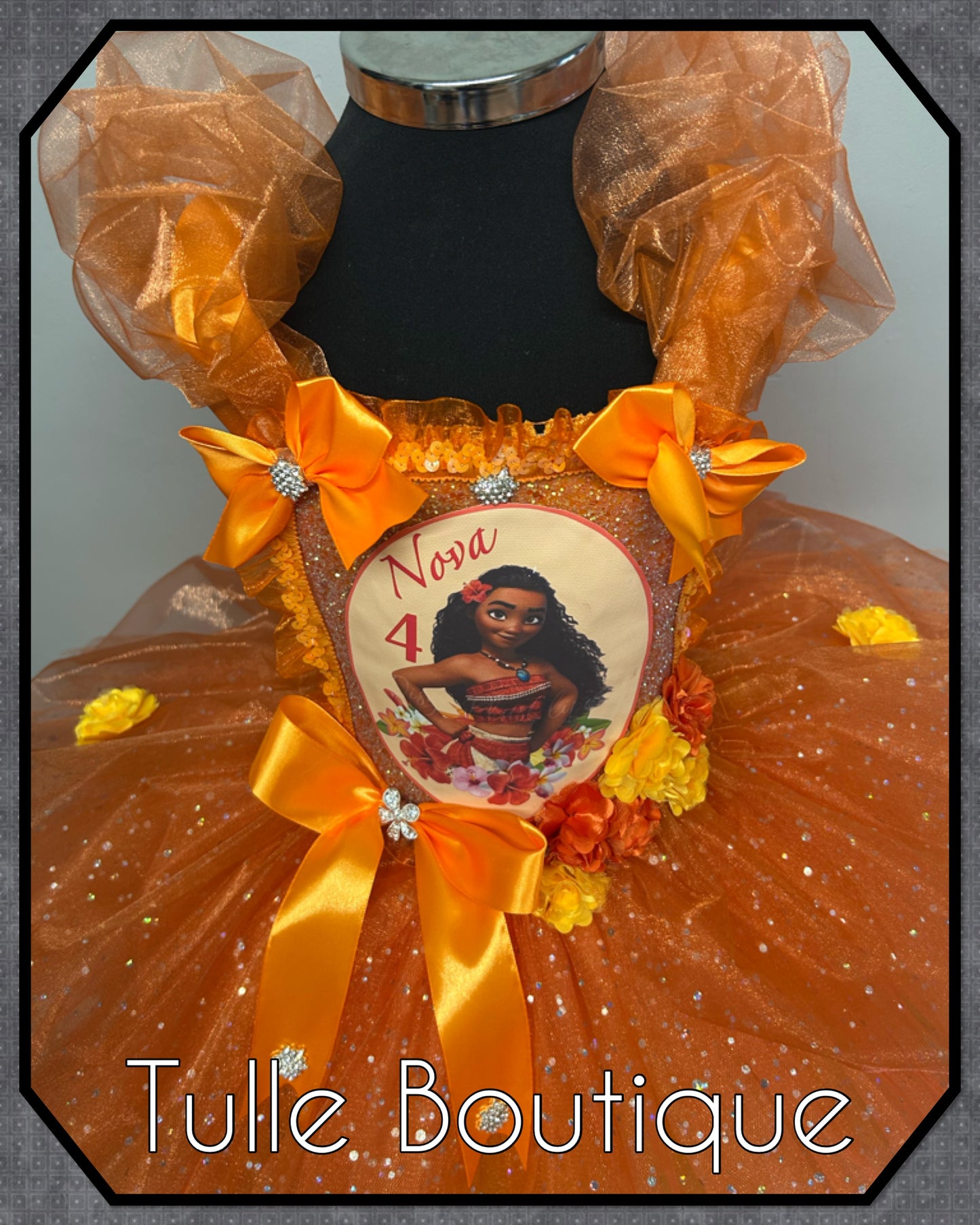 Girls Toddlers Moana Princess organza orange ballgown tutu dress
