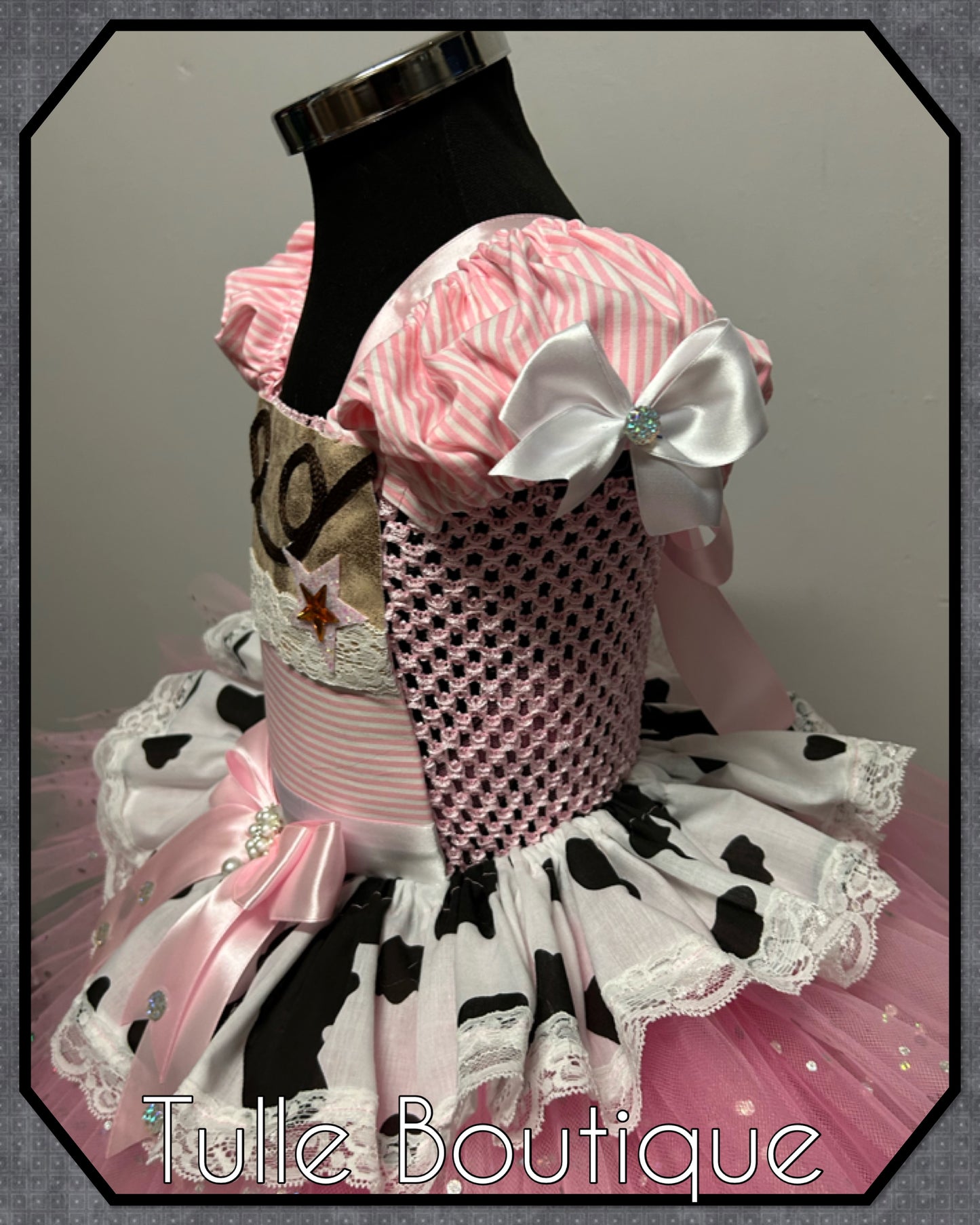 Girls Toddlers Pink Cowgirl rodeo Princess ballgown tutu dress