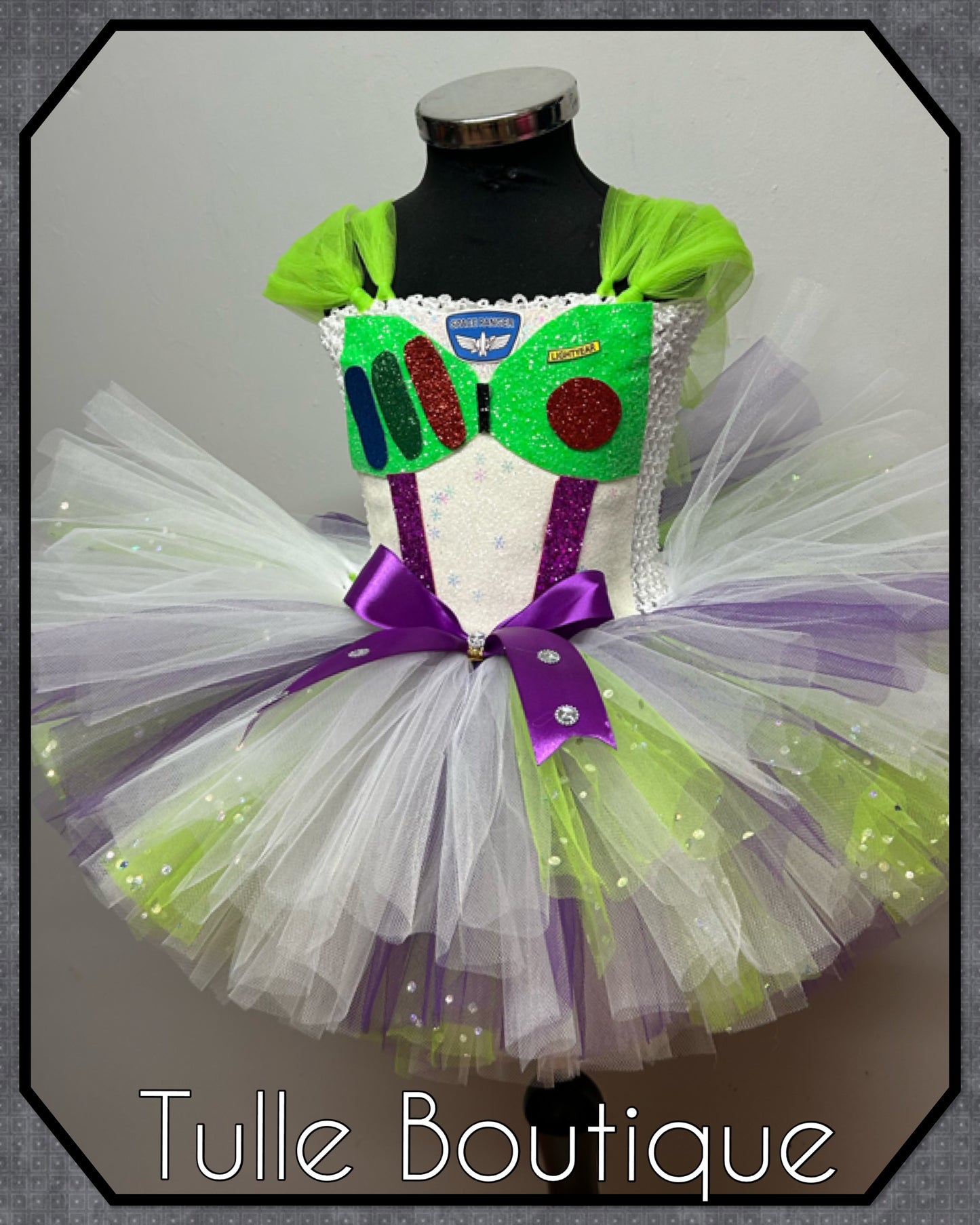 Girls toddlers Toy Story Buzz lightyear Princess ballgown tutu dress Buzz lightyear wings
