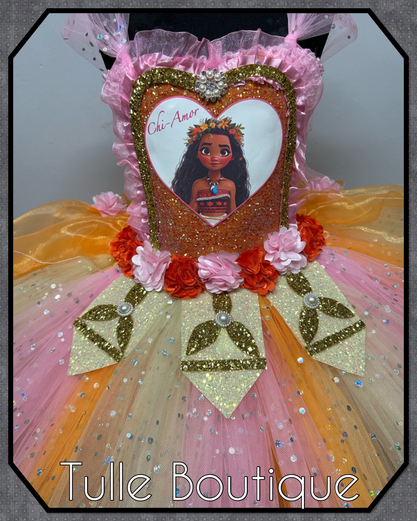 Girls Hawaiian princess pink mix moana tutu birthday party dress