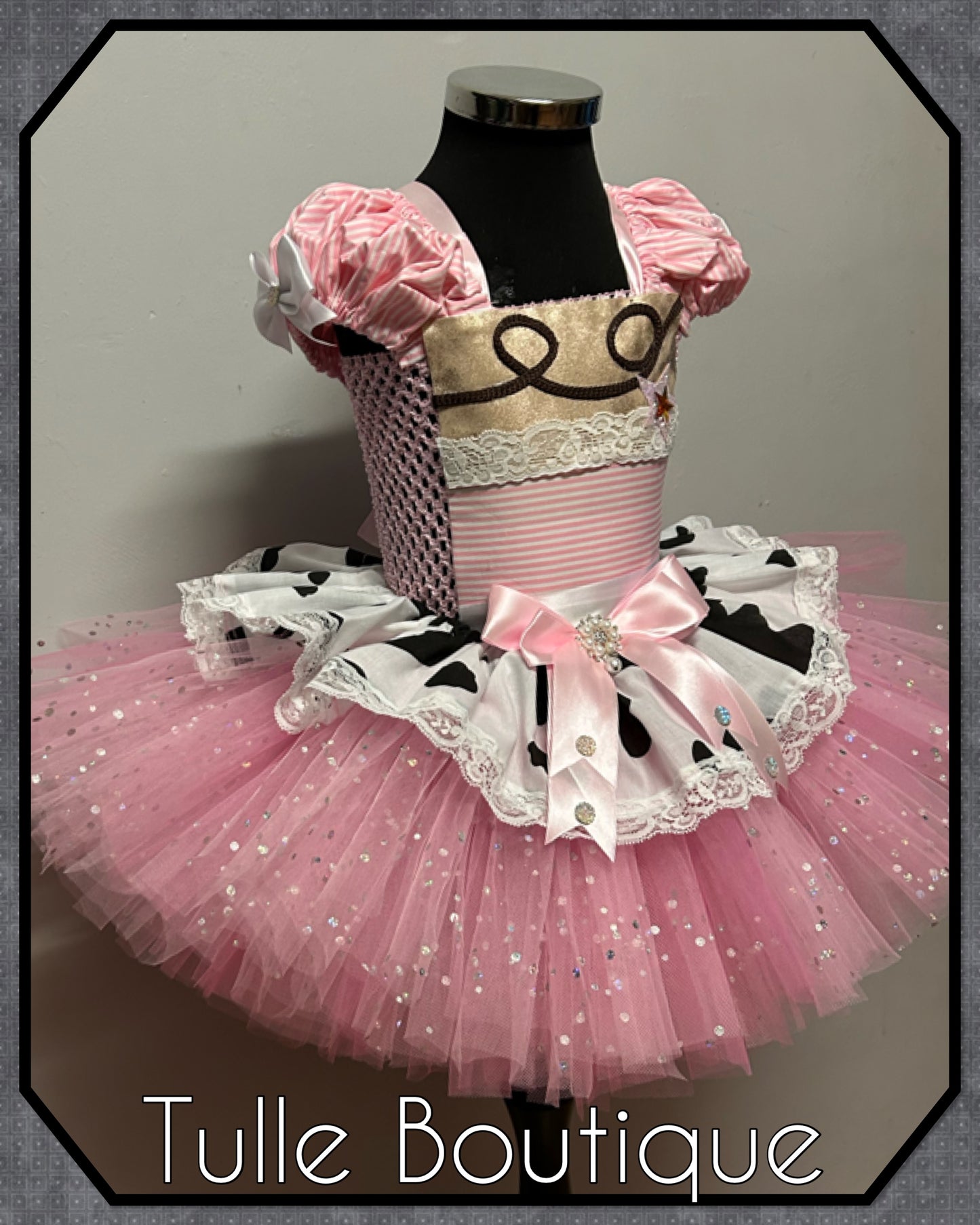 Girls Toddlers Pink Cowgirl rodeo Princess ballgown tutu dress