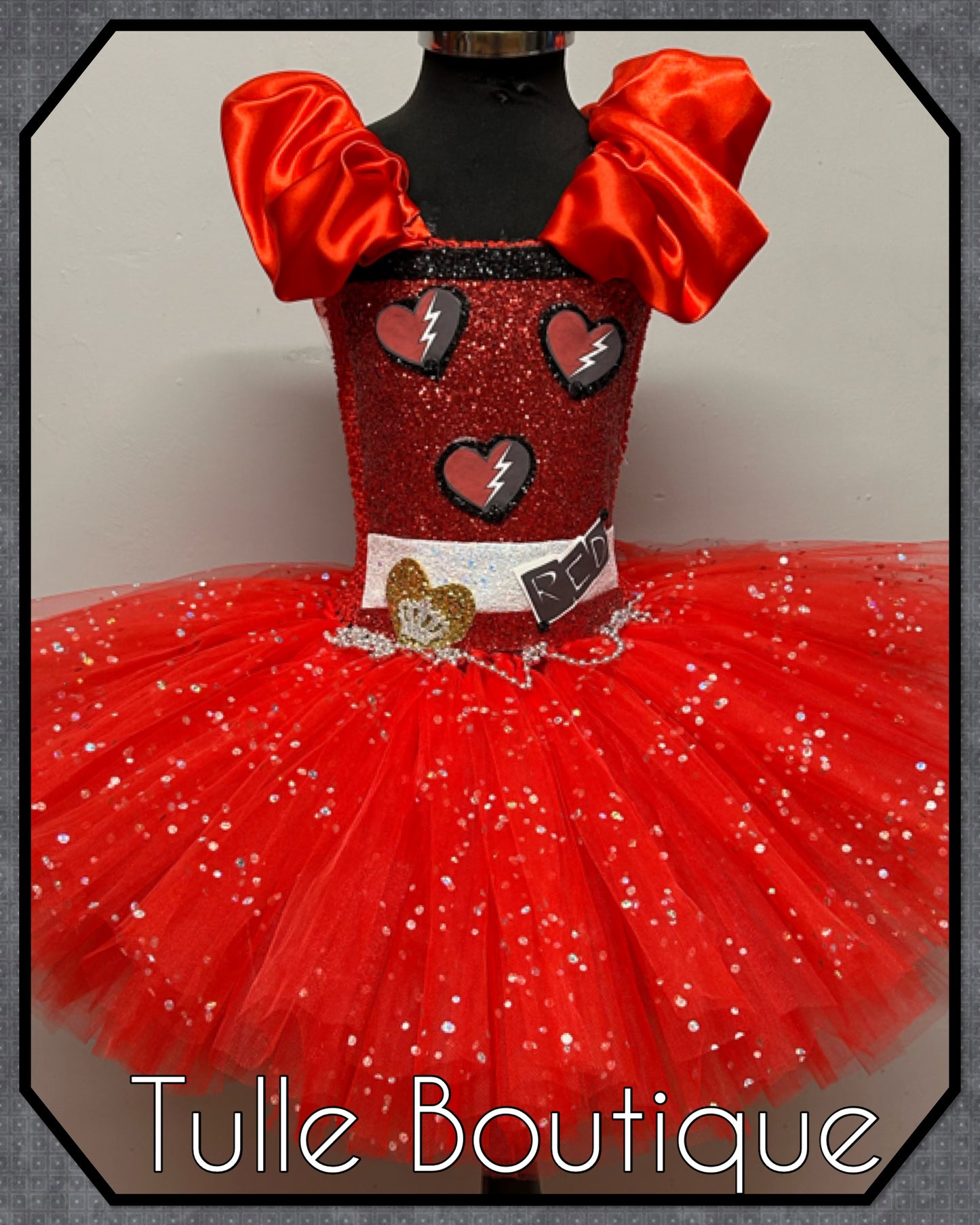 Girls Descendants Red princess tutu birthday Halloween party dress