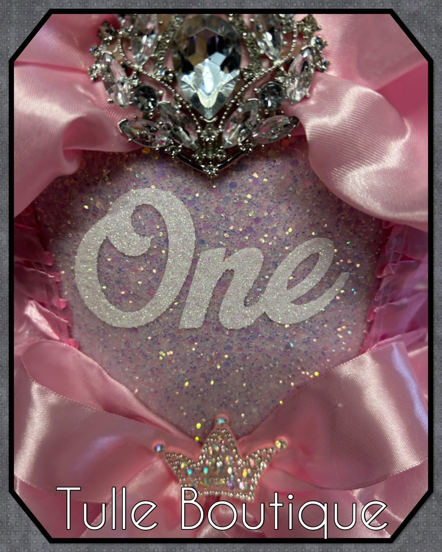 Girls toddlers Glitter Princess ballgown 1st birthday tutu dress ‘One’