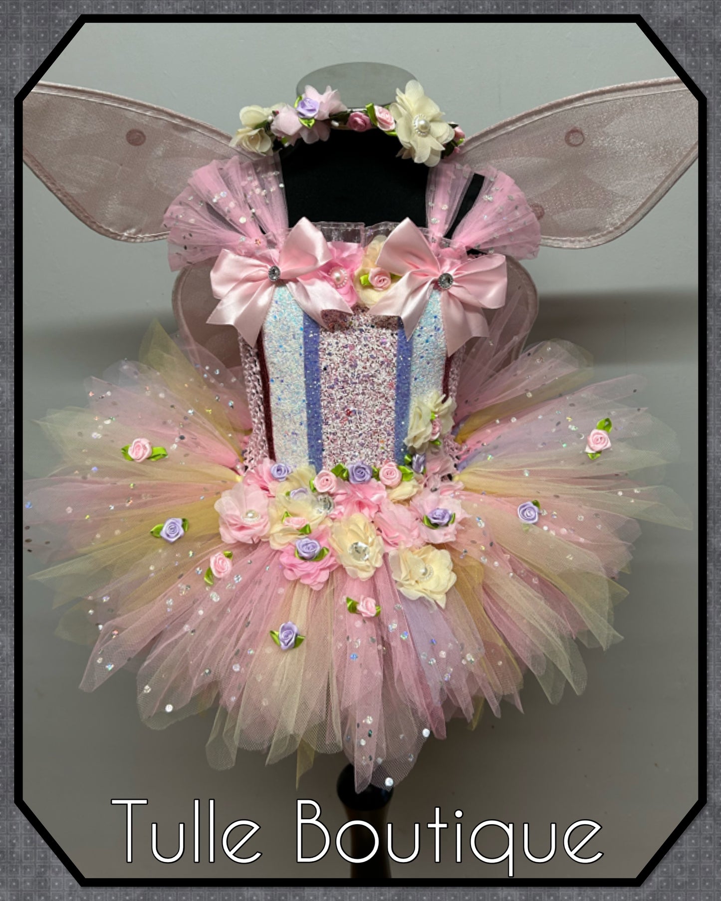 Lena. Girls toddlers Nude pinks flower fairy princess tutu birthday party dress. Fairy first birthday.
