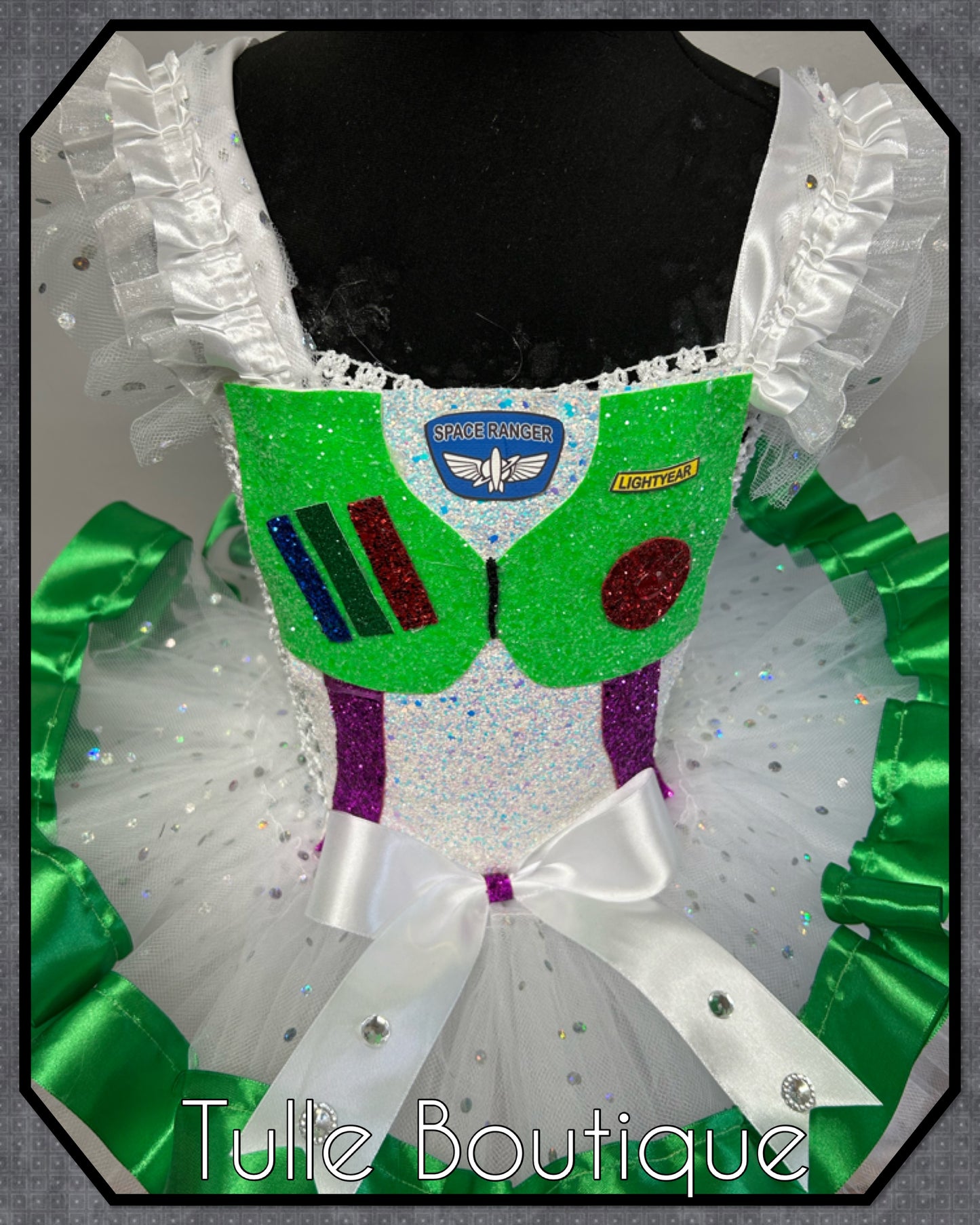 Girls toddlers Toy Story Buzz lightyear Princess ballgown tutu dress ribbon trim