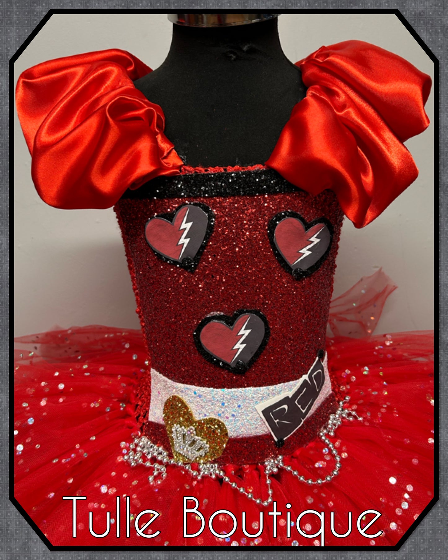 Girls Descendants Red princess tutu birthday Halloween party dress