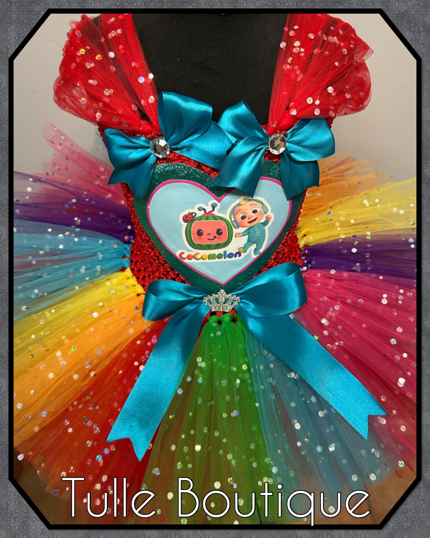 Cocomelon personalized rainbow birthday tutu dress