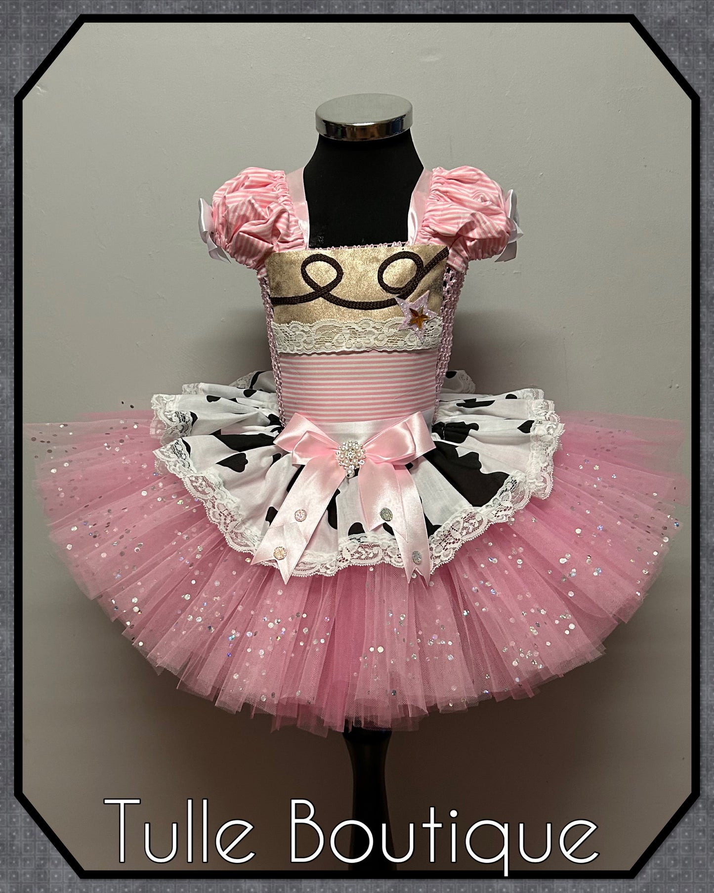 Girls Toddlers Pink Cowgirl rodeo Princess ballgown tutu dress