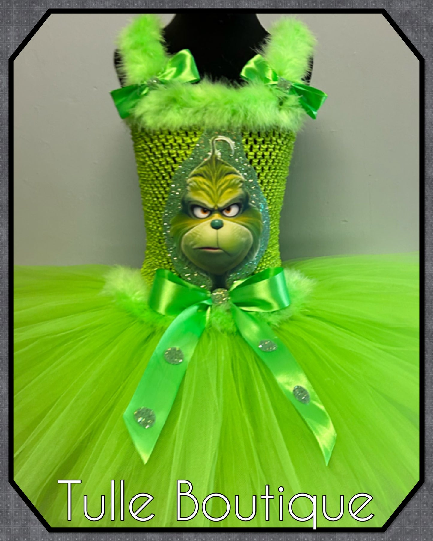 Girls Grinch green Christmas tutu party dress costume
