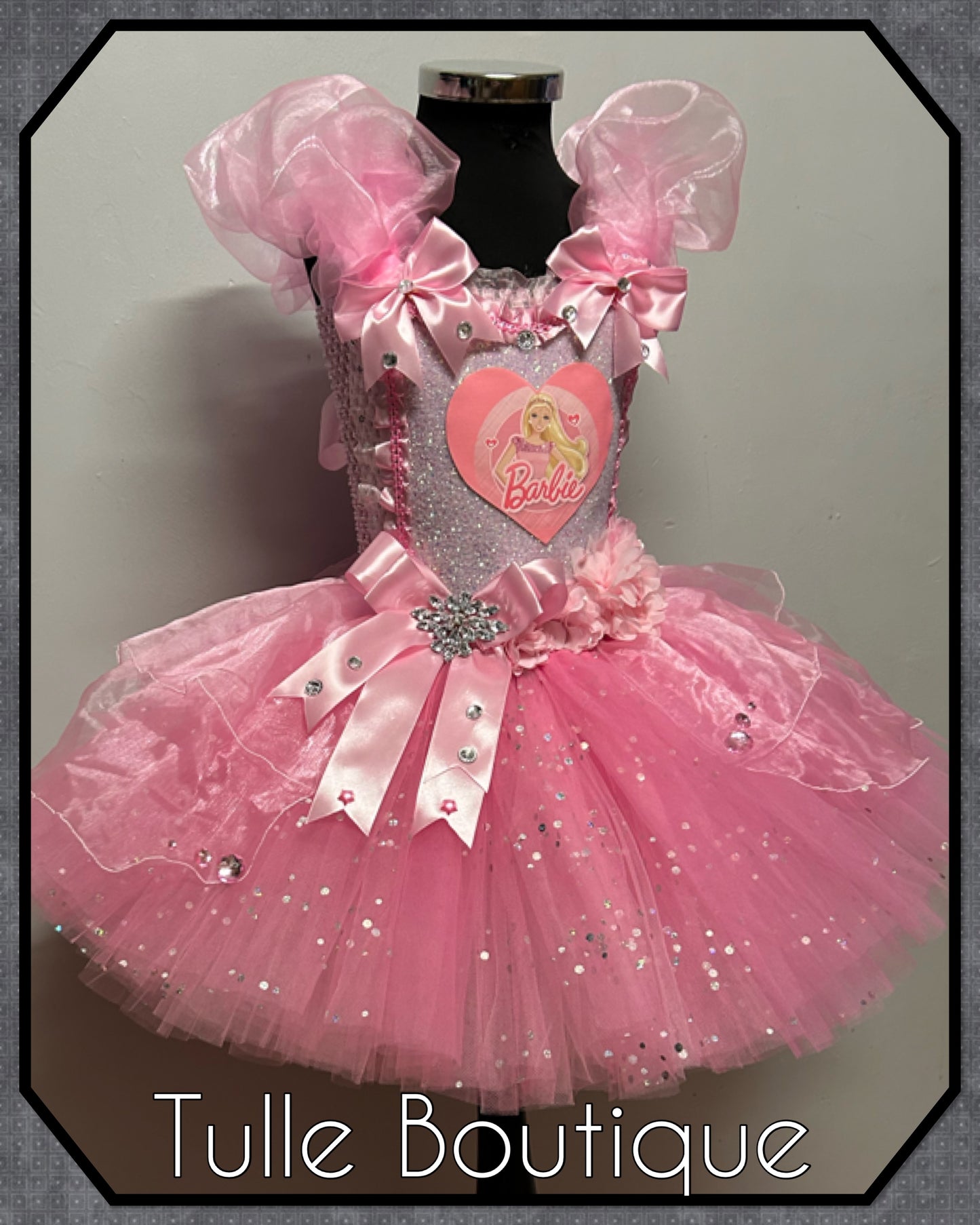 Girls Pink Barbie tutu dress birthday outfit fancy dress costume