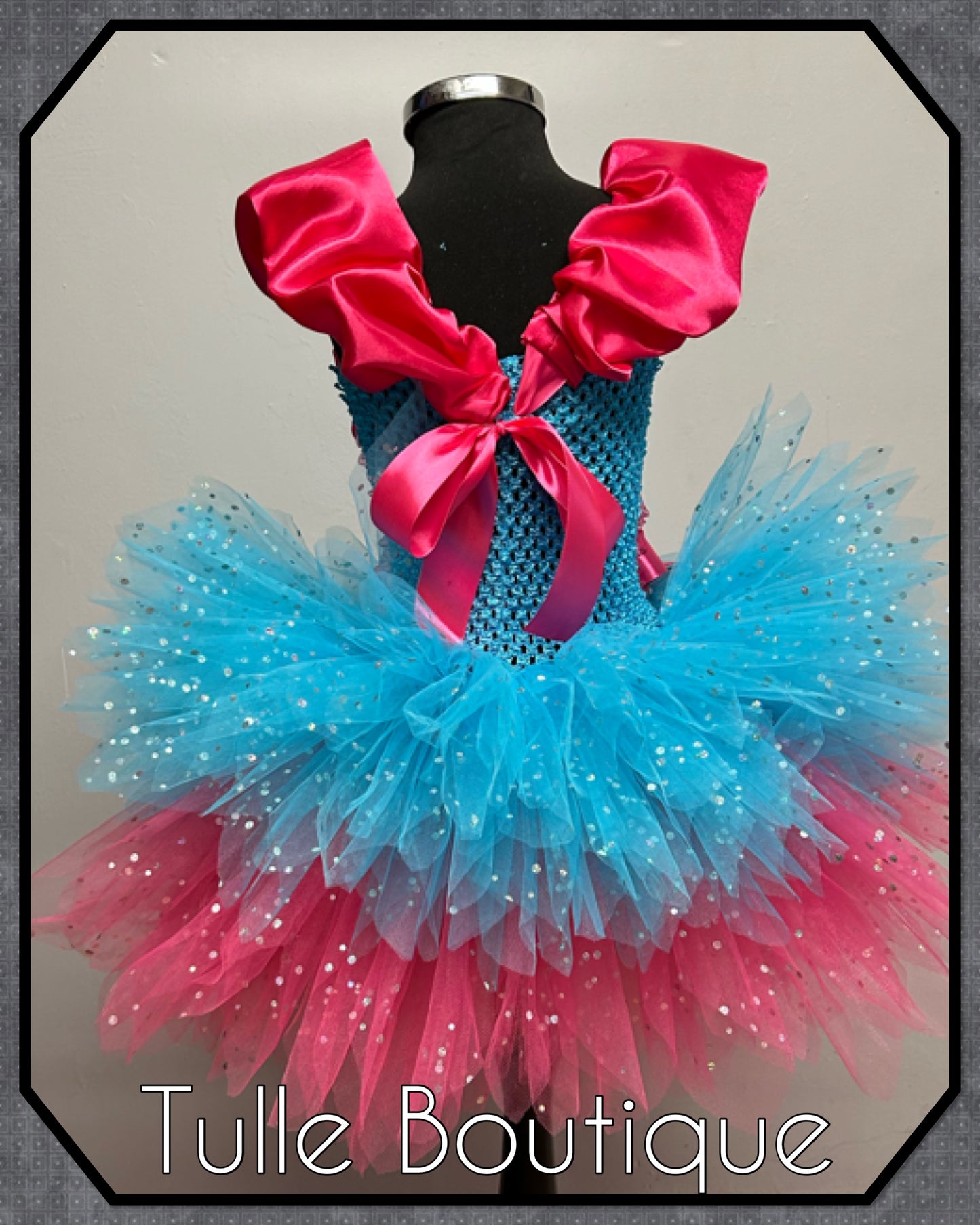 Girls princess poppy trolls birthday ballgown party tutu dress