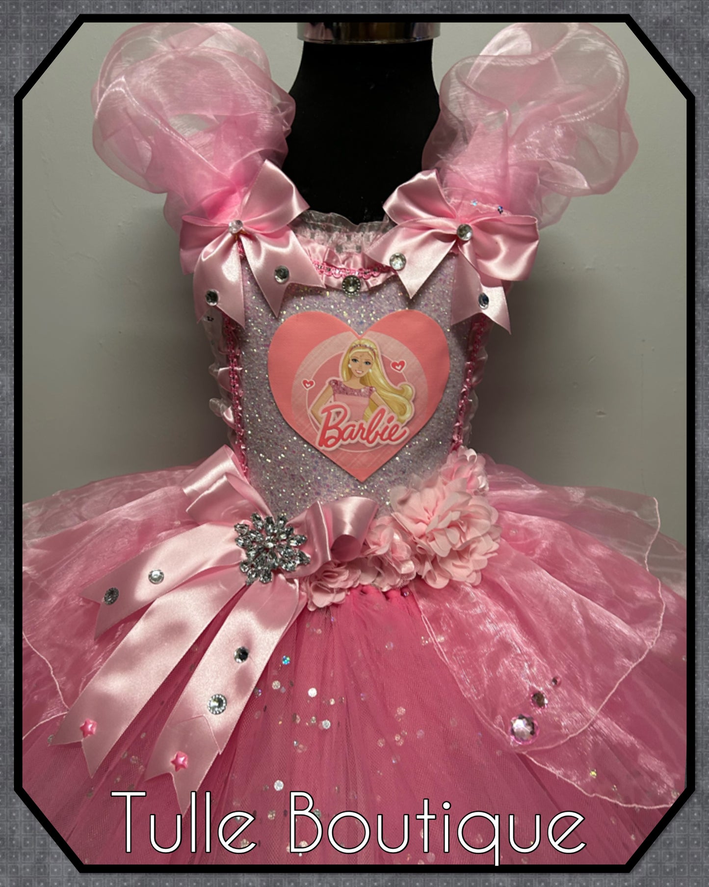 Girls Pink Barbie tutu dress birthday outfit fancy dress costume