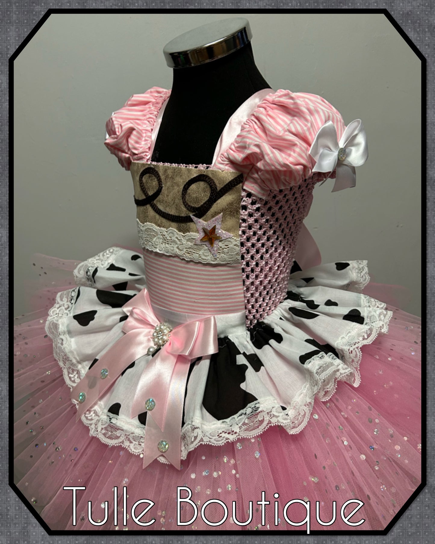 Girls Toddlers Pink Cowgirl rodeo Princess ballgown tutu dress
