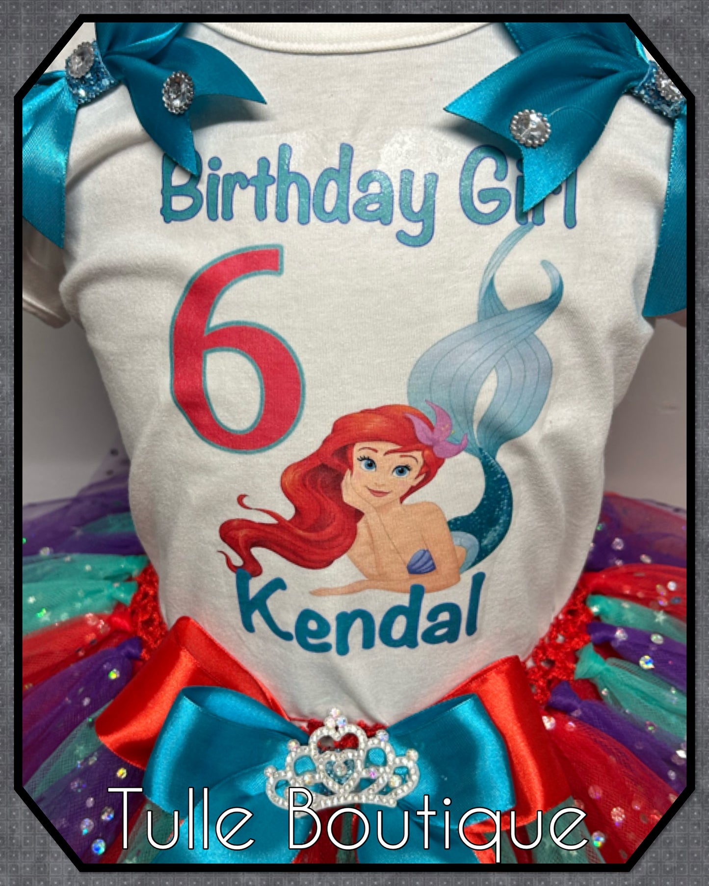 Girls Ariel little mermaid birthday party tutu and T-shirt fancy party outfit